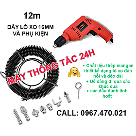 Mua Dây thông tắc cống lò xo đa năng dùng cho máy khoan dài 12m và phụ kiện