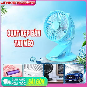 Mua Quạt kẹp cạnh bàn   kẹp cạnh màn hình   kẹp nôi cho bé hình tai mèo nhựa ABS cao cấp