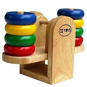 Trò chơi cân thăng bằng | Đồ chơi bập bênh gỗ cho bé học màu sắc thả cọc và đếm số | Cân Bập Bênh Winwintoys