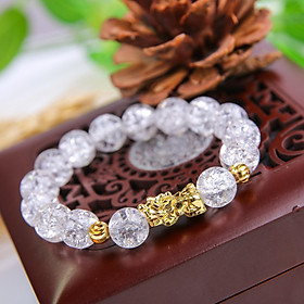 Vòng Tay Tuyết Thạch Anh Mix Tỳ Hưu Mạ Vàng Cao Cấp - VTTA0010 - Chất Liệu Sáng Bóng - Thiết Kế Tinh Tế, Dễ Phối Đồ - Mang Lại Vận Khí , Sức Khỏ , Tiền Tài Cho Người Đeo