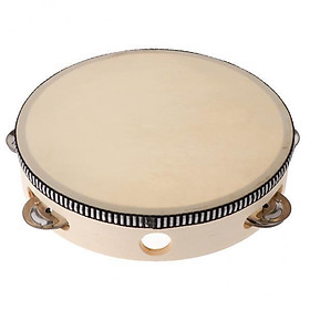2xWooden Musical Tambourine Beat Instrument Hand Drum Educational Toys 8 Inch