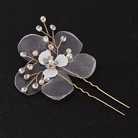 Vintage Pearls Rhinestone Flower Hair Pin Stick Wedding Prom Hair Accessory