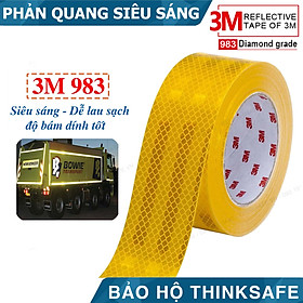 Băng keo phản quang 3M 983 phản quang theo cấu trúc kim cương, bền màu chuyên dùng phản quang xe máy, ôtô nhà xưởng (màu vàng) 