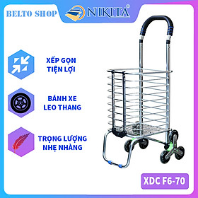 Xe kéo đi chợ Inox 6 bánh leo cầu thang, gấp gọn tiện dụng NIKITA