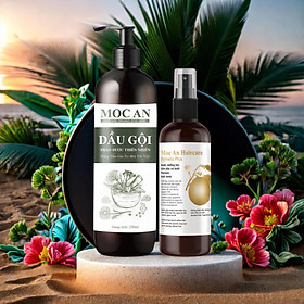 Combo Dầu Gội Thảo Dược Tinh Dầu Bưởi Xịt Tóc Pomelo Plus Mộc Ân Haircare