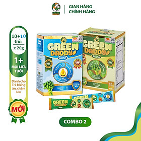 Bộ đôi sữa Green Daddy Pedia (10 gói x 20g) và Biotic (10 gói x 20g) hỗ trợ bé ăn ngon, giảm táo bón, tiêu hóa tốt
