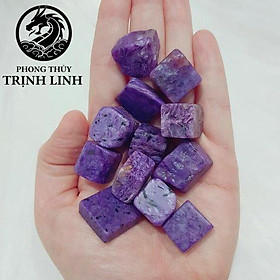 Mua VIÊN ĐÁ VUÔNG MẮT RỒNG CHAROITE DÙNG TRONG THANH TẨY  THIỀN  YOGA  PHONG THỦY