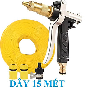 Mua Bộ dây vòi xịt nước rửa xe  tưới cây . tăng áp 3 lần  loại 15m 206236 đầu đồng cút+ tặng mở chai