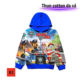 Áo khoác cho bé trai hình chó cứu hộ từ  10-43kg. Chất thun cotton da cá - KienLua