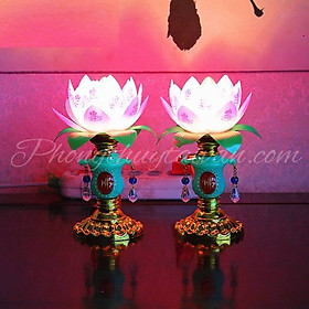 Đèn bàn thờ Phật Hoa sen có tua 16cm - Thờ cúng gia tiên, Phật, ....