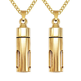 2x Gold   Stainless  Pendant Cremation Memorial  Urn Necklace