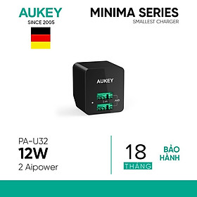 Mua Củ Sạc USB Aukey PA-U32 Đầu Ra 2.4A Công Nghệ AiPower Thông minh - Hàng Chính Hãng