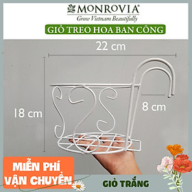 Combo 3 Giỏ treo chậu hoa ban công MONROVIA, giỏ sắt treo chậu hoa ban công, chậu treo ban công, kệ treo ban công, móc treo, khung thép, sơn tĩnh điện chính hãng thương hiệu MONROVIA