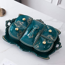 SET KHAY SỨ ĐỰNG BÁNH KẸO | BỘ ĐỒ HOÀNG GIA TÂN CỔ ĐIỂN CHẤT LIỆU SỨ HỌA TIẾT VÀNG KIM CHO SẢNH PHÒNG KHÁCH - BIỆT THỰ