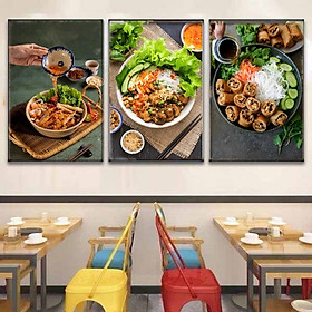 (HCM) Tranh treo tường tráng gương nem nướng, bún thịt nướng trang trí quán ăn kèm đinh treo
