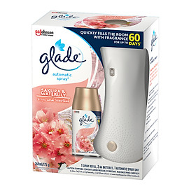 Bộ Máy & Lõi Xịt thơm phòng tự động GLADE Hương Hoa Anh Đào Lily 252ml
