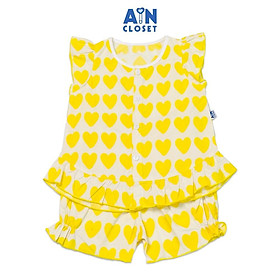 Bộ quần áo ngắn bé gái họa tiết Tim hạt vàng cotton - AICDBG9HXZMZ - AIN Closet