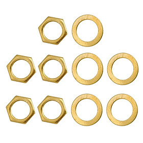 2-6pack 5 Pieces Electric Guitar Bass Jack Output Socket Nuts with Washers Gold