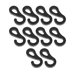 10Pcs Bungee Cord Hooks Tent Hooks Black Elastic Rope Hook Shock Cord End Hooks for Canopy Tarp Outdoor Uses No Bungee Cords
