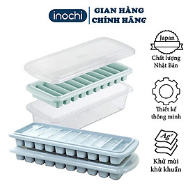 Mua Khay đá - vỉ làm đá tủ lạnh khay 10 thanh có nắp đậy bằng nhựa nguyên sinh karu inochi Nhật Bản Chính hãng INOCHI