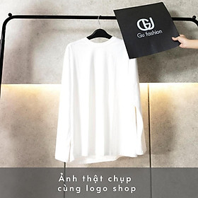 Áo Thun Tay Dài Nam Nữ Form Rộng Cổ Tròn Đen Trắng Chất Phông Cao Cấp GU Fashion Basic Unisex