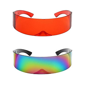 2pcs Futuristic Sunglasses Cyberpunk Narrow Glasses Party Props Eyewear