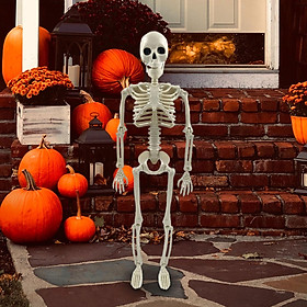 Halloween Skeleton Ornament, Full Body Skeletons with Movable Joints, Skull Statue for Lawn Halloween Party