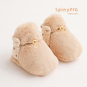 Giày lông mùa đông cho bé 0-2 tuổi chất liệu lông và cotton hữu cơ tự nhiên giữ ấm chân bé tối đa sử dụng cả 2 mặt