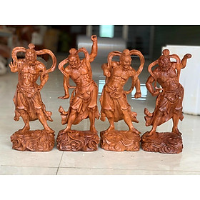 Mua Bộ tượng tứ đại kim cương bằng gỗ hương đá liền khối kt cao 30×13×8cm
