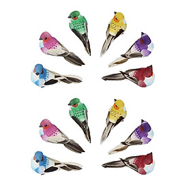 12x Colorful Artificial Bird Foam Feather  Birds Home Garden Decor