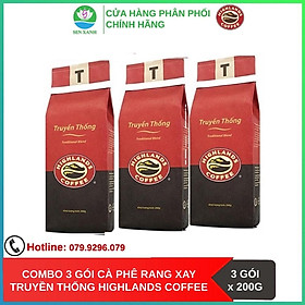 Hình ảnh Traditional Blend Combo 3 gói Cà phê Rang xay Truyền thống Highlands Coffee 200g