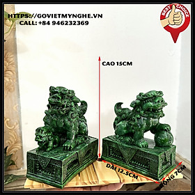 Mua  Kỳ lân phong thủy  Cặp 2 tượng kỳ lân trang trí phong thủy - Cỡ lớn - Màu xanh lục bích - Chiều cao 15cm