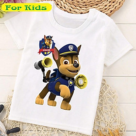 Áo thun đội chó cứu hộ Chase trẻ em Áo Paw Patrol Chase tay ngắn cho bé