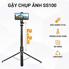 Gậy Chụp Ảnh Sothing SS100 Chụp Ảnh Tripod/ Selfi Bluetooth Điện Thoại, Livestream, Vlog Đa Năng, Kéo Dài 2,2m- Hàng chính hãng