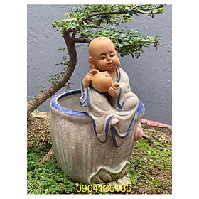 Mua Chậu tượng chú tiểu ôm bình trà men rạn gốm sứ Bát Tràng