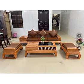 Bộ bàn ghế phòng khách sofa 4 món gỗ sồi G11 - Đồ Gỗ Mạnh Hùng