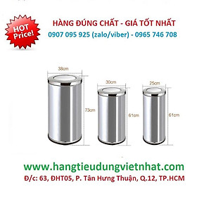 Thùng rác inox nắp lật tròn size 25x61cm