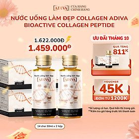 Combo 2 Hộp Nước Uống Làm Đẹp Collagen ADIVA Tem Trắng (14Chai/ Hộp)- Giúp Làn Da Săn Chắc, Ảm Mịn Và Căng Bóng