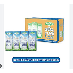 Thùng NutiMilk sữa tươi tươi sạch ít đường hộp 180ml - 48 hộp x 180ml