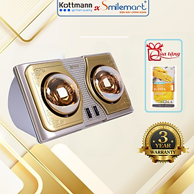 Hình ảnh Đèn sưởi Hans Kottmann 2 bóng vàng K2BH - Hàng chính hãng