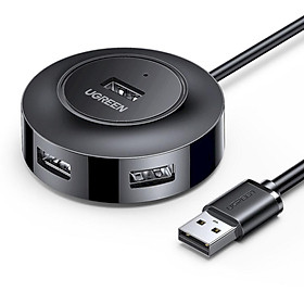 Ugreen UG30254CR106TK 0.5M Màu Đen Bộ chia Hub USB 2.0 sang 4 cổng USB 2.0 có đèn LED, có cổng cấp nguồn Micro USB 5V - HÀNG CHÍNH HÃNG