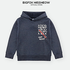 Áo khoác bé trai BIGFOX - MISS MEOW thu đông, áo nỉ cho bé dài tay có mũ hoodie size đại in cờ caro 22-40 kg