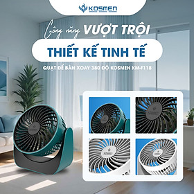 Mua Quạt Mini Để Bàn Kosmen F118 Có Lưới Bảo Vệ   Dung Lượng Pin Khủng  Xoay 360 Độ - Hàng Chính Hãng
