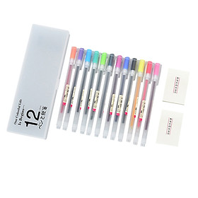 12 Colors Gel Pen 0.5mm Gel Ink Pens with Frosted Pen Box Sticky Notes for Drawing Painting Writing Coloring Books Art
