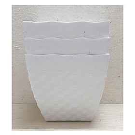 3 Chậu Nhựa Trồng Hoa Cây Cảnh Vuông Mây 5, Kích thước 12x12 cm