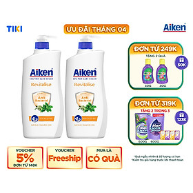 Combo 2 Sữa tắm Sạch khuẩn Aiken Chiết Xuất Bạc Hà 850g / chai