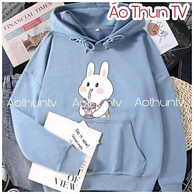 Áo hoodie thỏ trắng, chất nỉ bông dày, chất nỉ bông phom rộng nam nữ mặc đi du lịch, dạo phố, đi học. giá rẻ