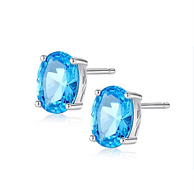 Bông tai nữ bông tai Bạc cao cấp 925 đính đá xanh Hàn Quốc - Bông tai bạc thật s925 tự nhiên B1448 bảo Ngọc Jewelry