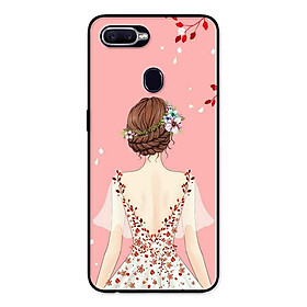 Ốp Lưng in cho Oppo F9 Mẫu Cô Gái Váy Hồng Nền Hồng - Hàng Chính Hãng