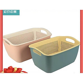 Mua rổ nhựa chữ Nhật 2 lớp xuất Nhật rổ đựng dau củ qua cao cấp